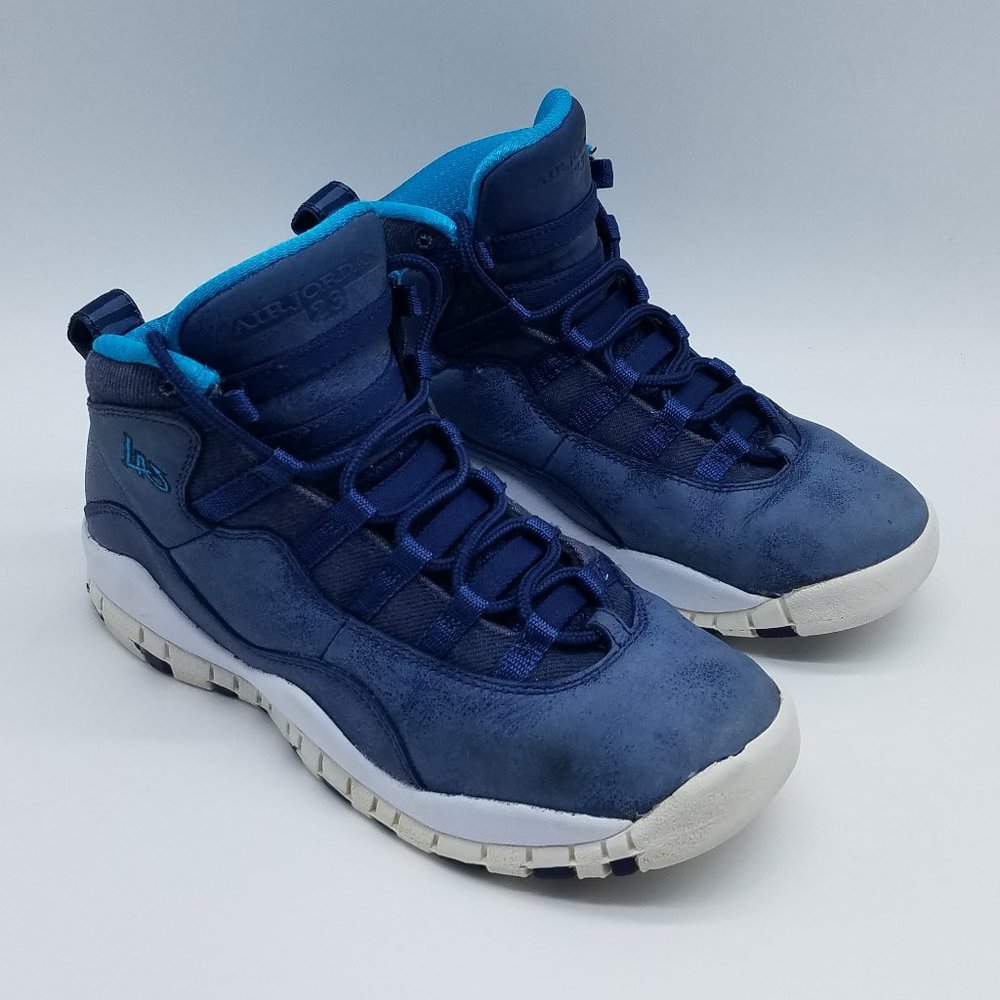 Nike Air Jordan 10 LA City Pack Retro Youth's Size 4.5Y Sneakers Blue